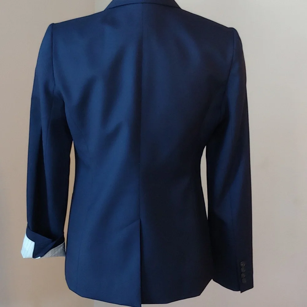 J. Crew Fine Wool Super 120s Button Blazer Coat in Navy Blue Women's size 8 - Picture 15 of 16